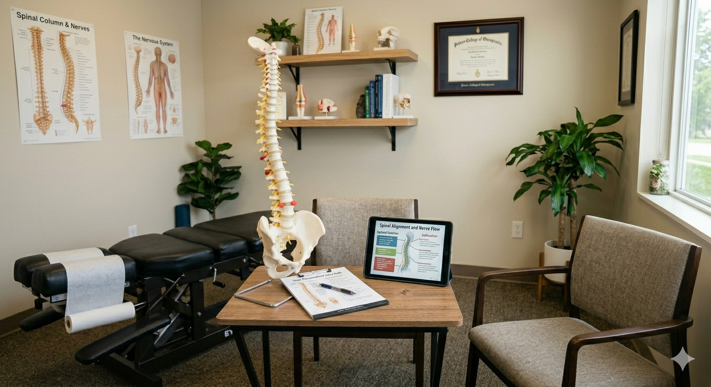 Patient education area at Anderson Family Chiropractic in Pleasant Hill, Iowa